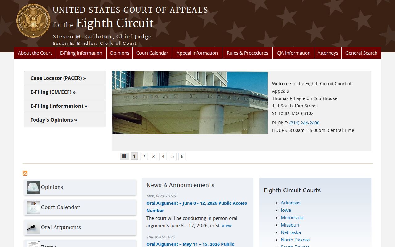 Montgomery County court record search boundary with federal Eighth Circuit records
