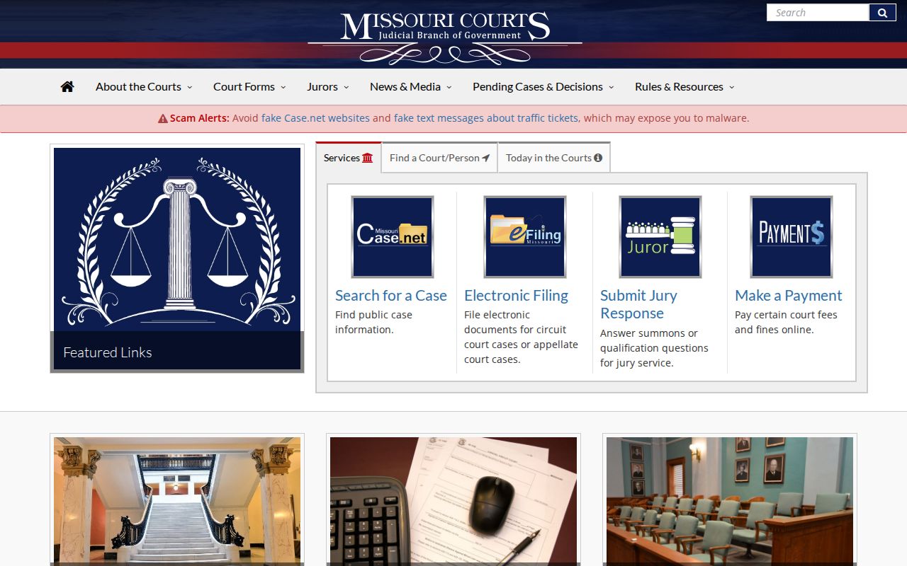 Montgomery County court docket search through the Missouri Courts homepage