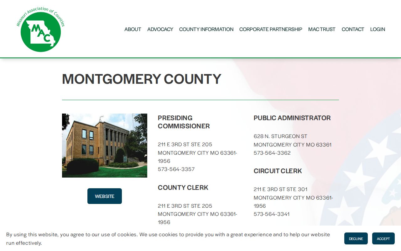 Montgomery County court docket records contact through the county directory