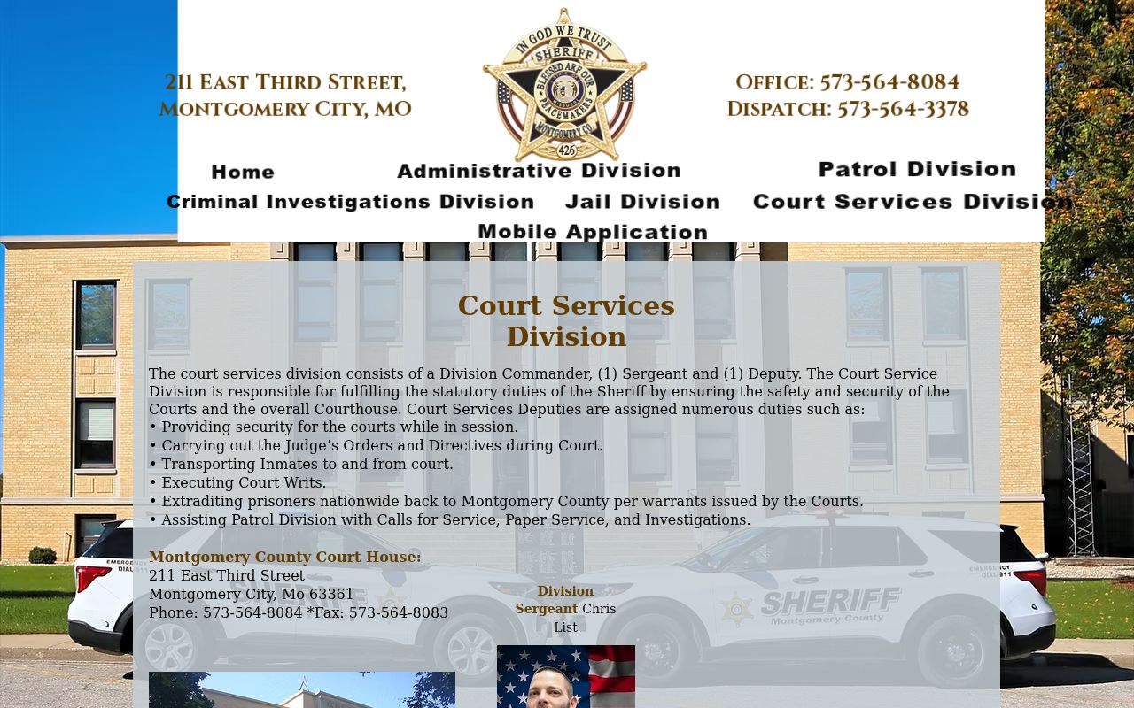 Montgomery County court docket access at the courthouse and Court Services