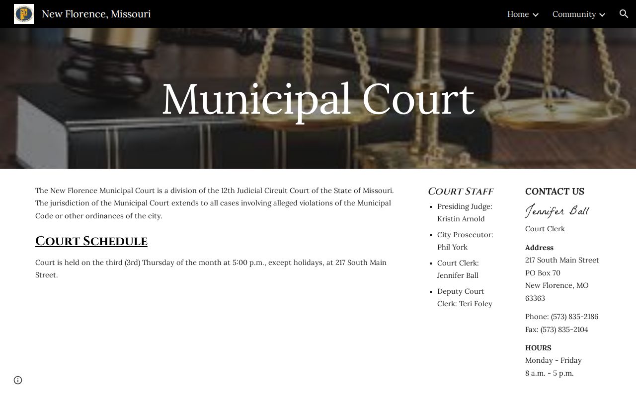 New Florence court docket municipal court schedule and contact source