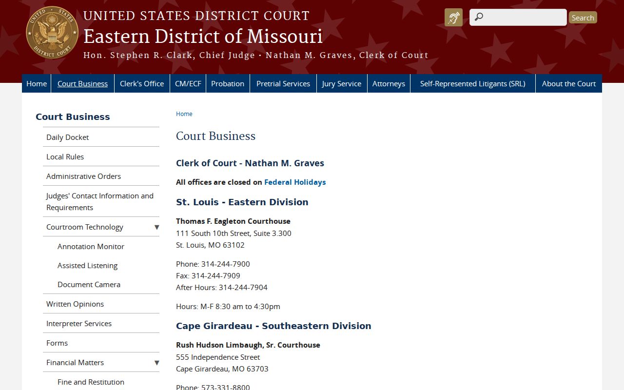 New Florence court docket federal court separation source